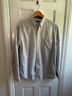 J Mclaughlin Button Down White Brown Check Size Small